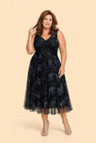 Plus Size Mother of the Bride Dress with Cross Bodice and A-Line Skirt Flowing Silhouette
