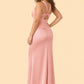 Plus Size Mermaid Bridesmaid Dress with Ruched Waist Detail and Elegant Open Back Design