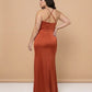 Silvarelle Romantic Sheath Stretch Satin Plus Size Bridesmaid Dress with V-Neck for Weddings - N0361