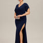 Plus Size Thigh-High SlitTulip Sleeve Formal Dress