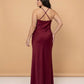 Silvarelle Romantic Sheath Stretch Satin Plus Size Bridesmaid Dress with V-Neck for Weddings - N0361