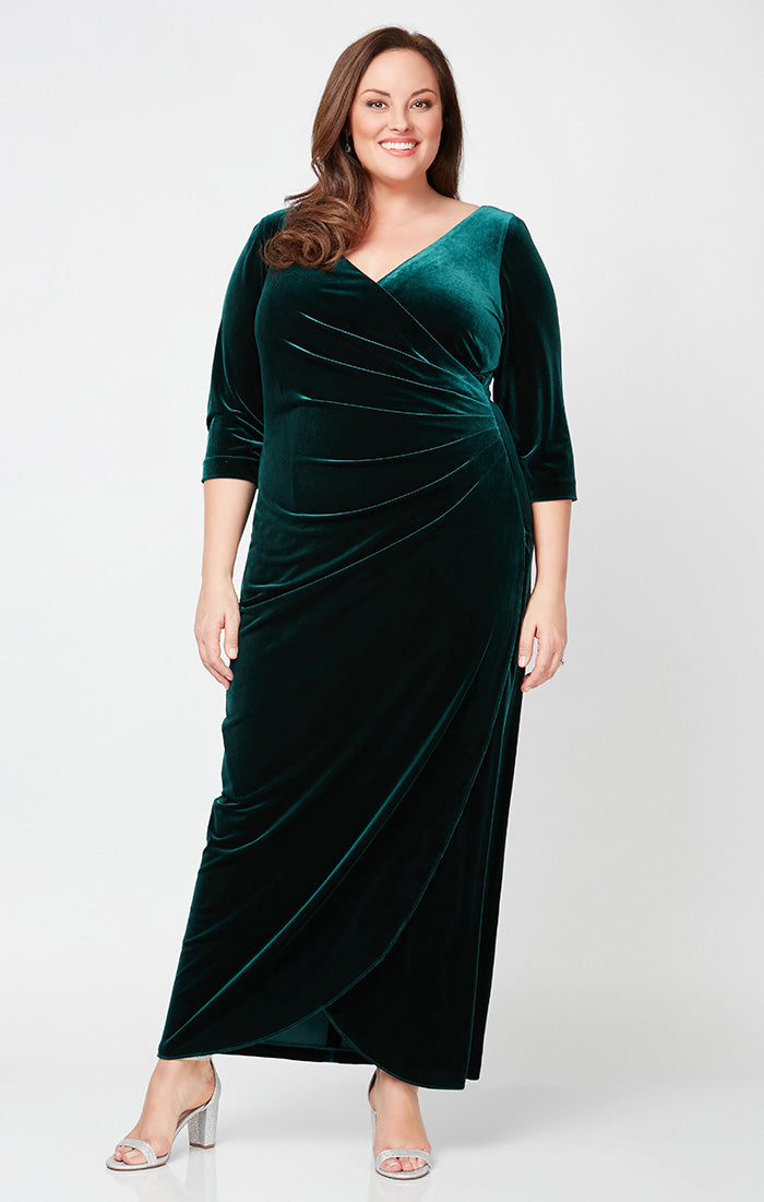 Plus Laurie Surplice Neckline Velvet Dress