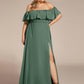 Plus Size Off the Shoulder Formal Bridesmaid Dress with Thigh Split