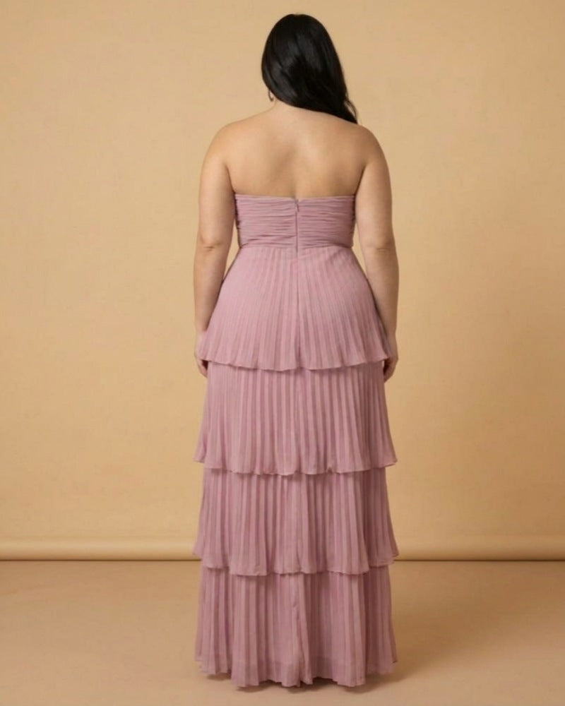 Chantarae Elegant Plus Size A-Line Chiffon Bridesmaid Dress with Sweetheart Neckline - N0373