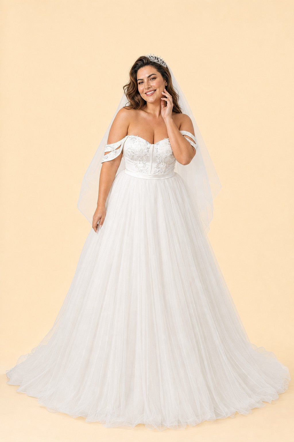 Dreamy Princess Wedding Dress for Curvy Brides with Corset Top and Flowy A-Line Silhouette