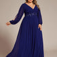 Stylish Plus Size Chiffon Formal Evening Dresses with Long Lantern Sleeves