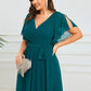 Plus Size Pleated Tie-Waist Chiffon Bridesmaid Dress