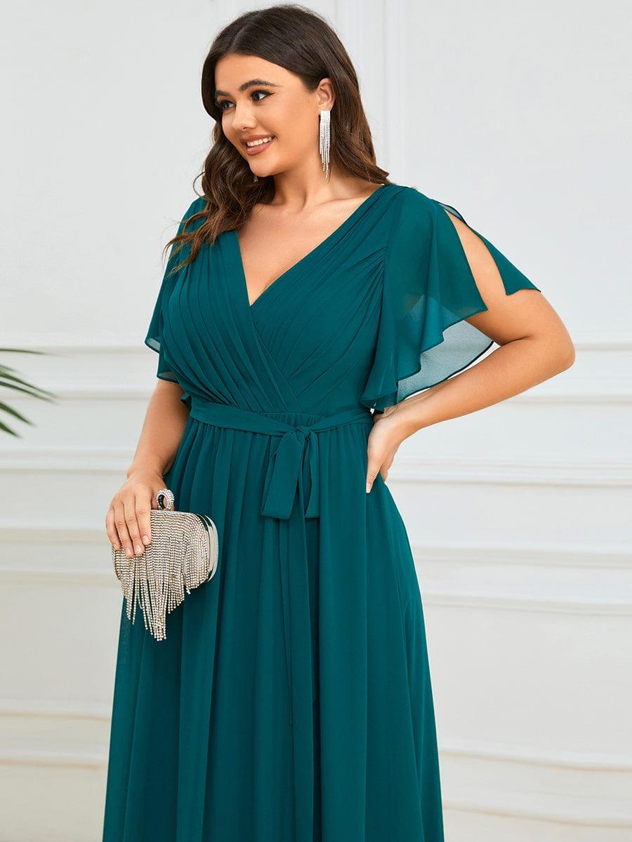 Plus Size Pleated Tie-Waist Chiffon Bridesmaid Dress