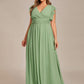 Plus Size Chiffon Pleated A-Line Back Cutout Bridesmaid Dress