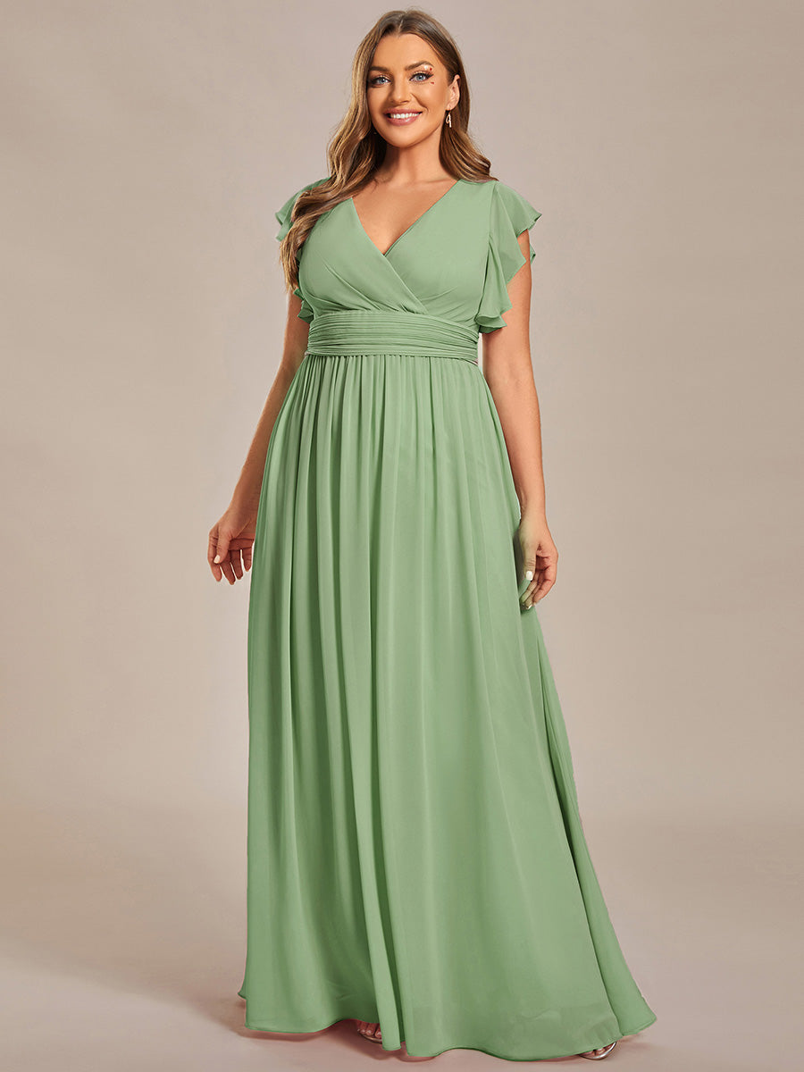Plus Size Chiffon Pleated A-Line Back Cutout Bridesmaid Dress