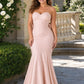 Plus Size Strapless Bridesmaid Dress with Bow Back and Chapel Train