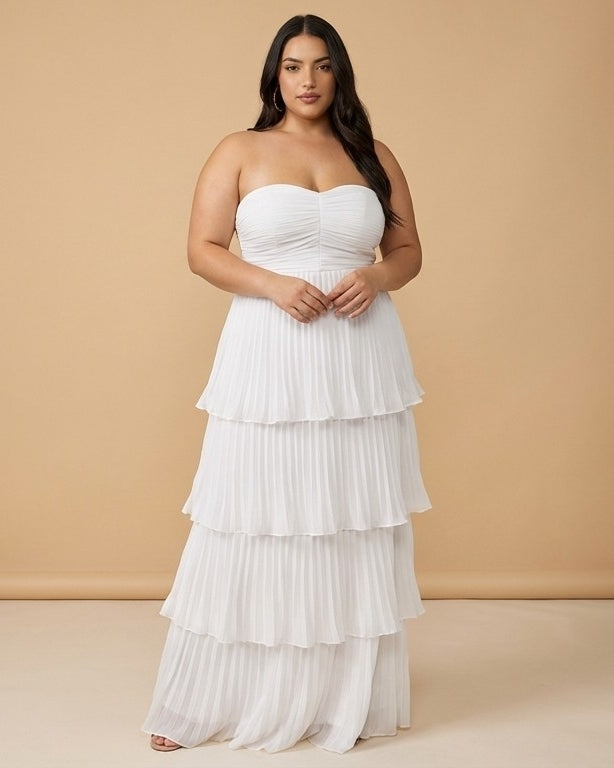 Chantarae Plus Size Elegant Chiffon Bridesmaid Dress with Flowing Silhouette for Wedding -N0371