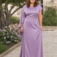 Plus Size Mother of the Bride Dress with Asymmetrical Cape and Embroidery