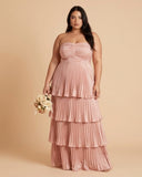 Chantarae Soft Satin Ruffled A-Line Plus Size Bridesmaid Dress for Wedding Parties - N0382