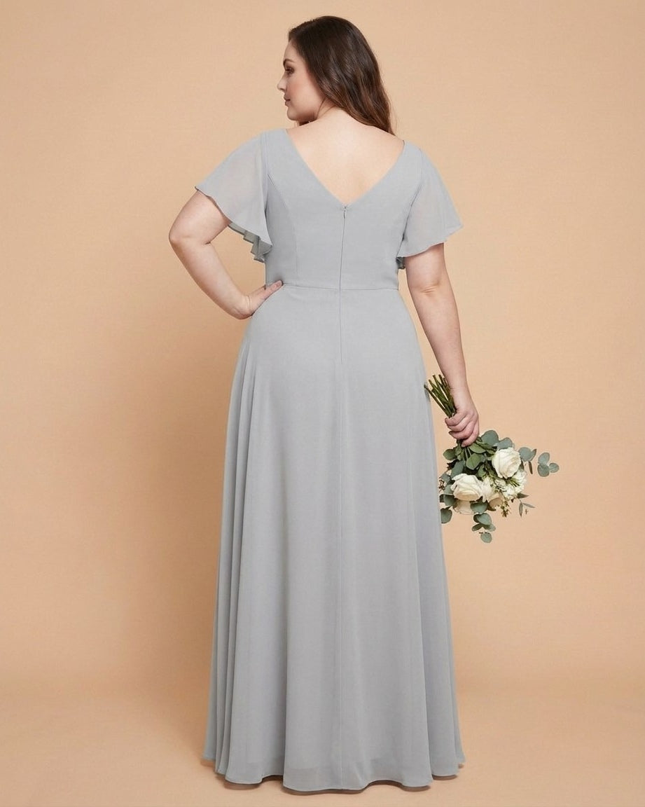Avenleigh Plus Size Classic A-Line Chiffon Bridesmaid Dress Floor Length for Wedding - N0329