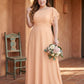 Avenleigh Plus Size Half Sleeve Pleated Chiffon A-Line Bridesmaid Dress for Wedding Party - N0338