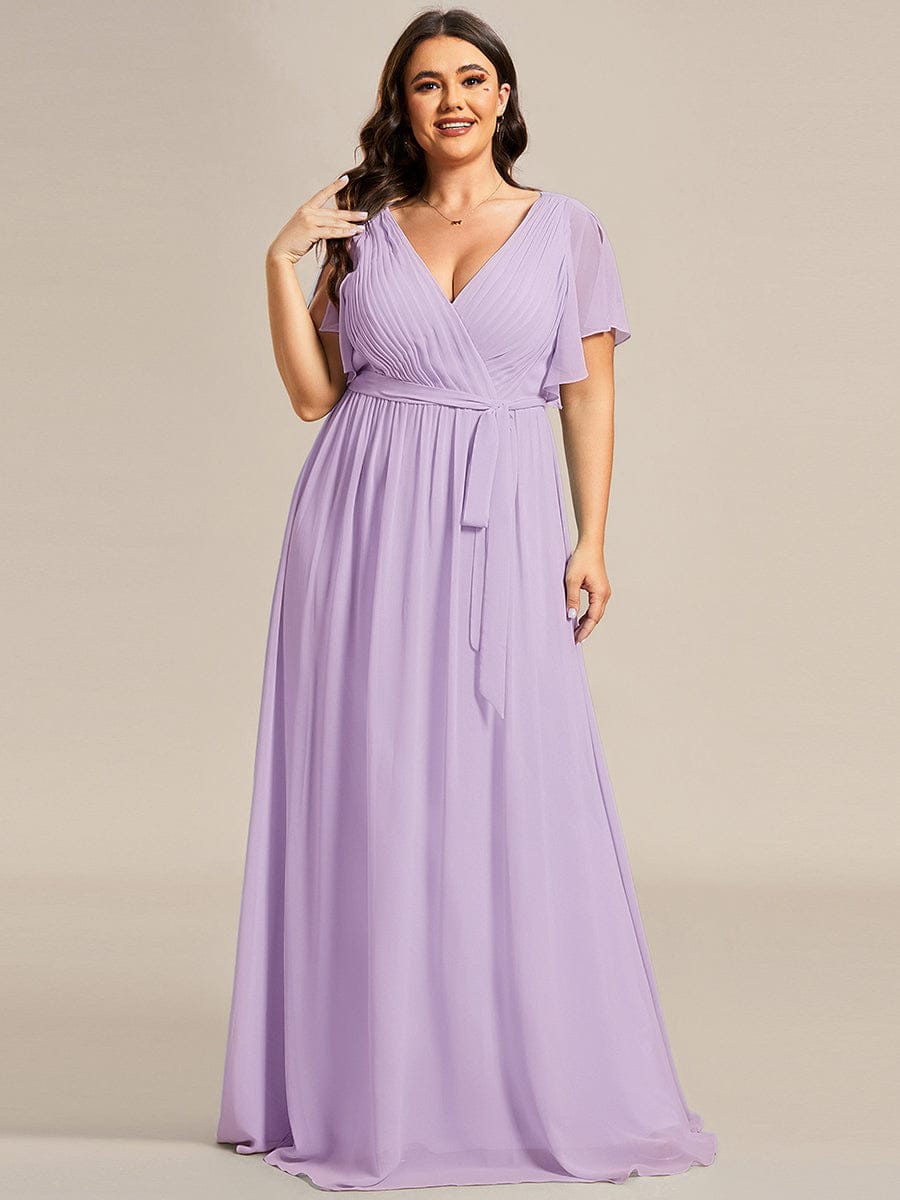 Plus Size Chiffon Tie-Waist Evening Dress