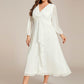 Plus Size Twist Knot Louts Leaf Long Sleeve A-Line Evening Dress