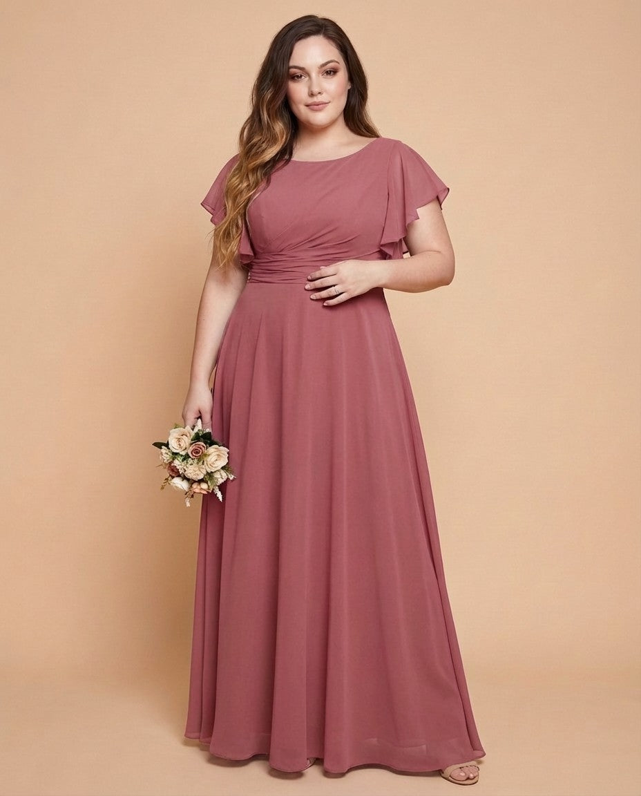 Avenleigh Timeless Chiffon A-Line Plus Size Bridesmaid Dress Ruched Waist - N0331