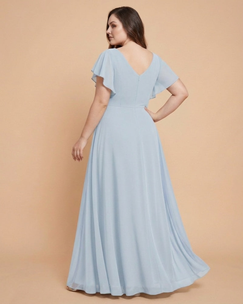 Avenleigh Plus Size Minimalist A-Line Chiffon Bridesmaid Dress with  Silhouette -N0337