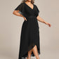 Plus Size V-Neck Chiffon Bat-Wing Sleeve A-Line Waist Applique Formal Dress