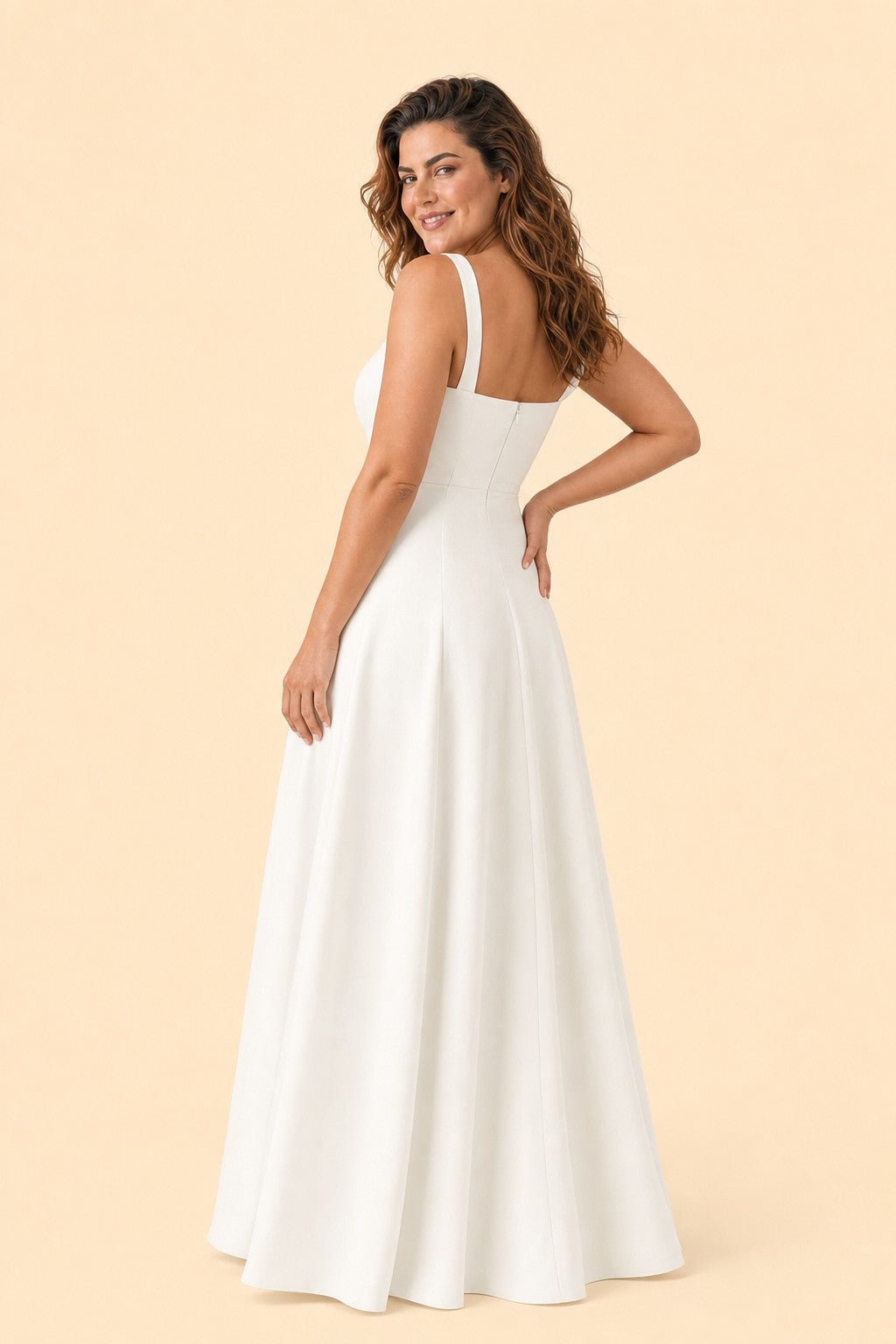 Elegant Plus Size A-Line Bridesmaid Dress with Pockets and Open Back
