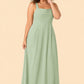 Elegant Plus Size A-Line Bridesmaid Dress with Pockets and Open Back