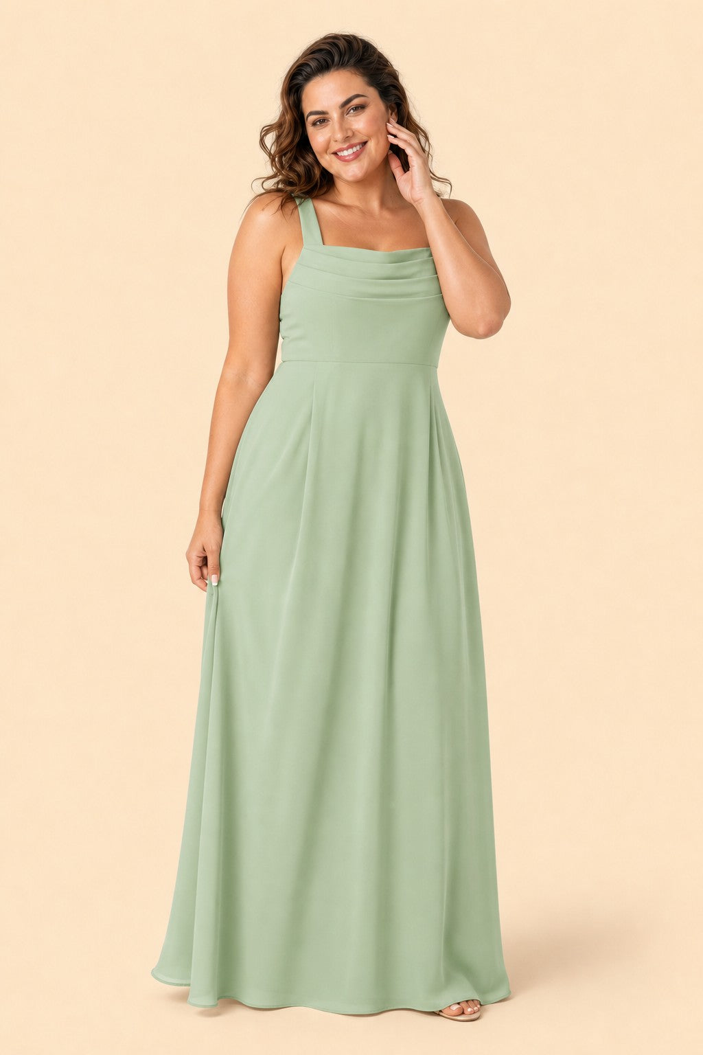 Elegant Plus Size A-Line Bridesmaid Dress with Pockets and Open Back