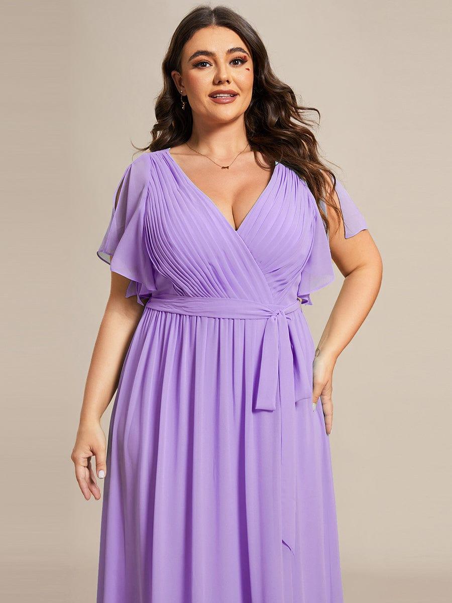 Plus Size Chiffon Tie-Waist Evening Dress