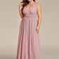 Plus Size Sleeveless V-Neck Chiffon Semi Bridesmaid Dress