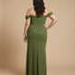 Elanthia Convertible Off-the-Shoulder Mesh Plus Size Bridesmaid Dress for Weddings - N0344