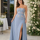Plus Size Strapless Bridesmaid Dress with Mermaid Silhouette and Embroidered Bodice