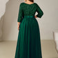 Plus Size  Sequin 3/4 Sleeves Evening Dress