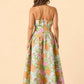Plus Size Floral Jacquard Bridesmaid Dress with Ruffle Hem A-Line Silhouette