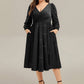 Plus Size Glitter long Sleeve Midi Dress With Pocket