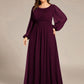 Plus Size See-Through Puff Sleeve Chiffon Mother Dress