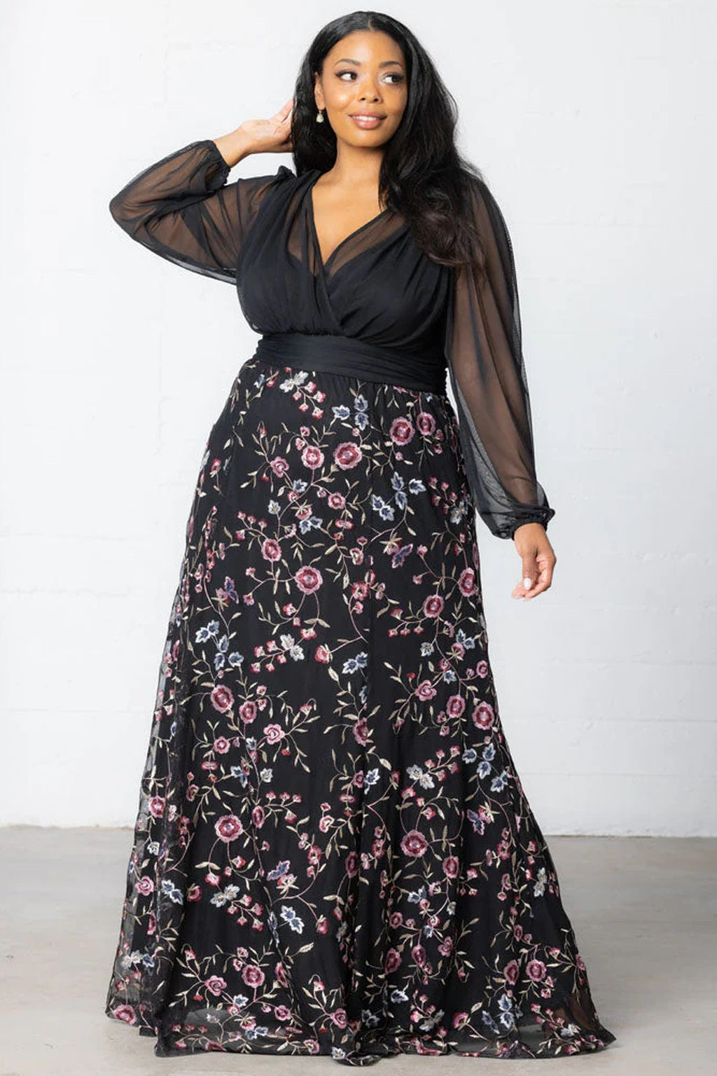Isabella Embroidered Mesh Gown