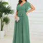 Plus Size Pleated Tie-Waist Chiffon Bridesmaid Dress