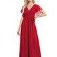 Plus Size Pleated Tie-Waist Chiffon Bridesmaid Dress
