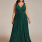 Plus Size Sleeveless V-Neck Pleated A-Line Formal Evening Dress