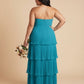 Chantarae Plus Size Off The Shoulder Mesh Bridesmaid Dress Leg Slit Curvy Friendly Sheath Gown For Wedding Party -N0370