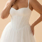 Plus Size A-Line Wedding Dress with Basque Waist and Lace Up Back
