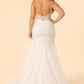 Romantic Plus Size Backless Wedding Dress with Floral Embroidery