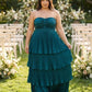 Chantarae Plus Size Minimalist Satin Bridesmaid Dress with Fluid Drape for Wedding Party -N0378