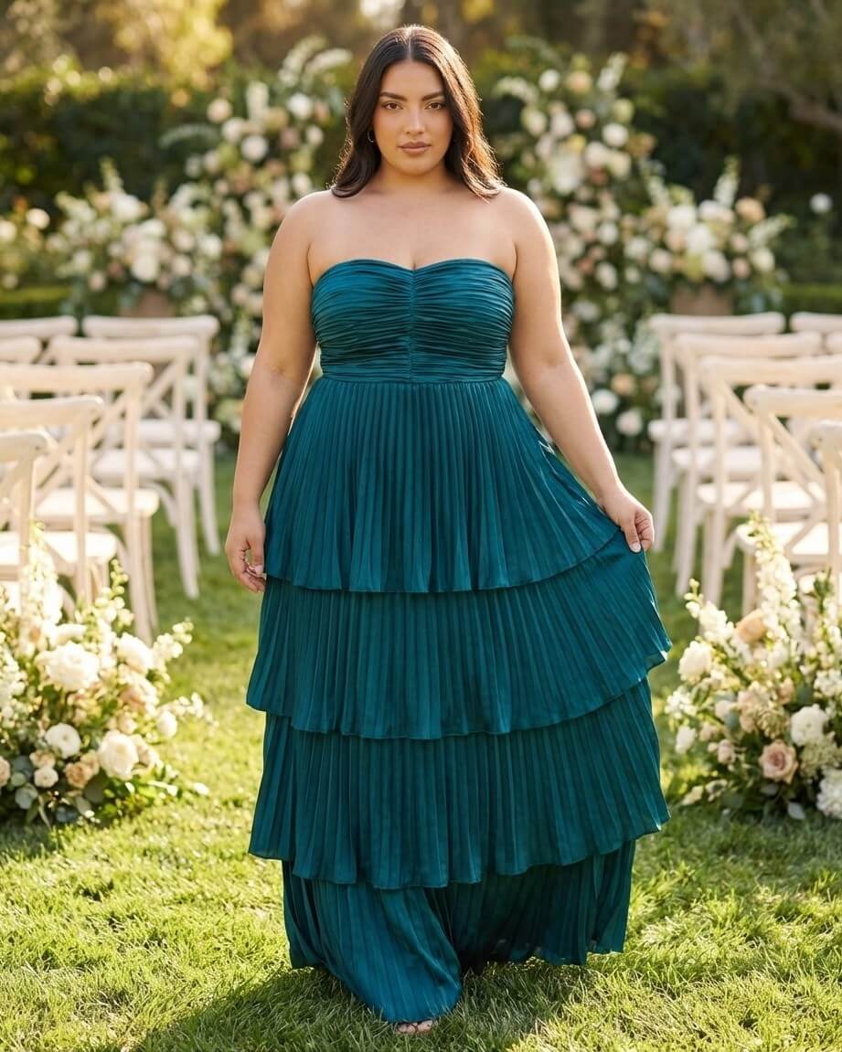 Chantarae Plus Size Minimalist Satin Bridesmaid Dress with Fluid Drape for Wedding Party -N0378