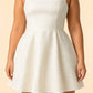 A-Line Floral Jacquard Bridal Mini Dress with Corset Back and Pockets