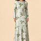 Floral Satin Charmeuse Plus Size Bridesmaid Dress with Elegant Peony Print Bridesmaid Gown Style