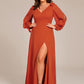 Plus Size Open Lantern Sleeve A-Line Bridesmaid Dress