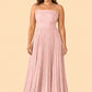 Plus Size Strapless Floral Burnout A-Line Bridesmaid Dress with Pleated Skirt