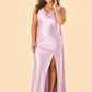 Flattering Plus Size Bridesmaid Dress with Asymmetric Neck and Draped Elegance
